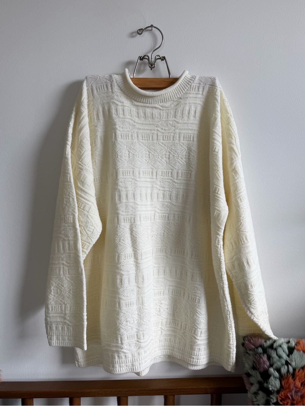 VINTAGE AURIELLE CREAM TEXTURED CREWNECK SWEATER